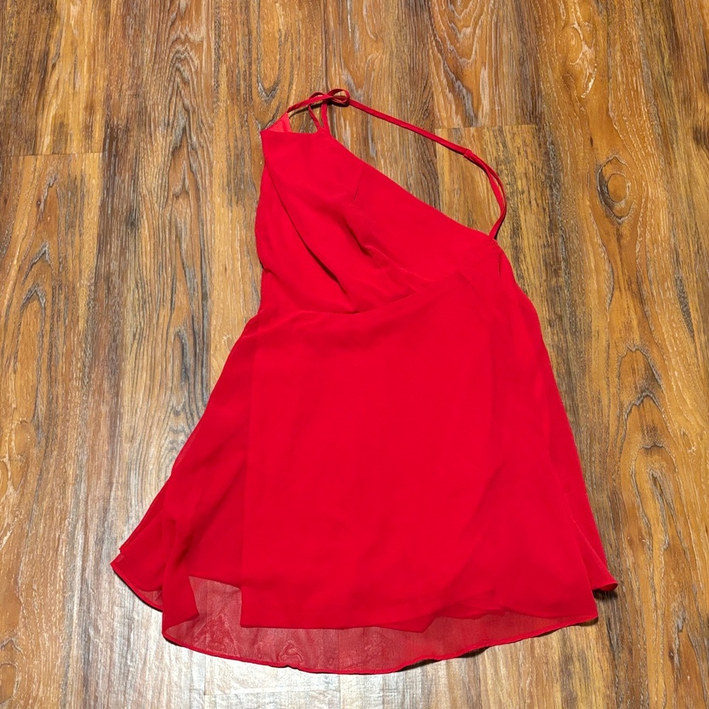 Lulu's Red One Shoulder Dress
